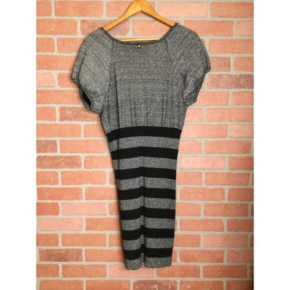 Apple Bottoms Metallic Knit Striped Dress V-Neck Empire Waist - Picture 7 of 9